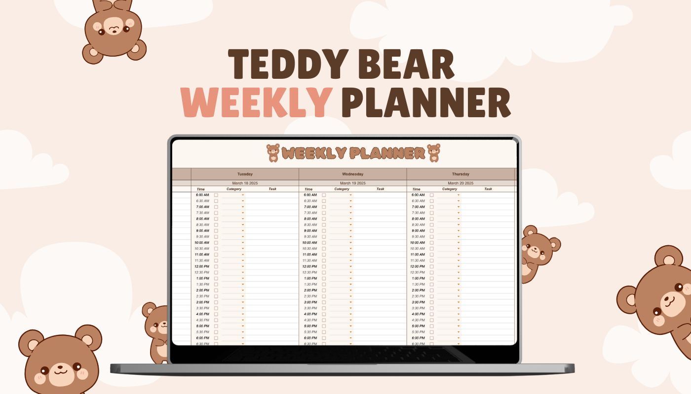 Teddy Bear Weekly Planner